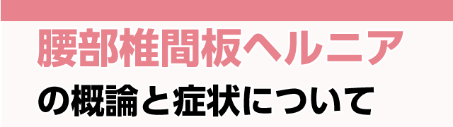 腰部椎間板ヘルニアの概論と症状について