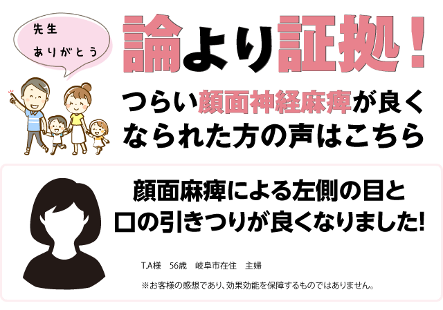 論より証拠!つらい顔面神経麻痺が良くなられた方の声はこちら