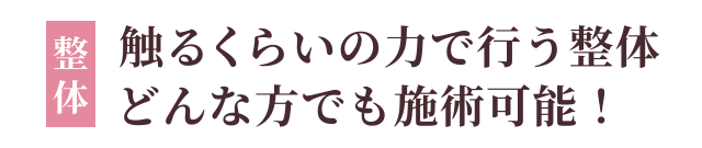 整体　触るくらいの力で行う整体どんな方でも施術可能！